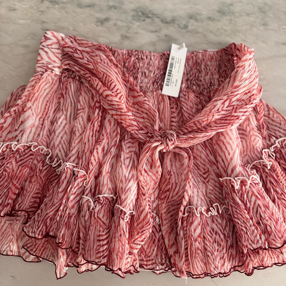 Poupette St. Barth Pink Bubble Mini Skirt Ruched Ruffled